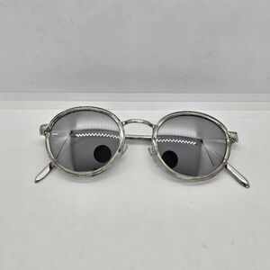 Zara round silver frame mirrored sunglasses
